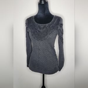 Free People Embroidered Long Sleeve Acid Washed Studded Shirt S FP